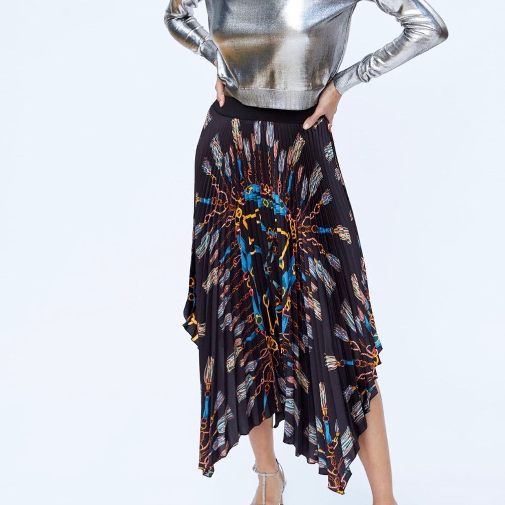 Zara asymmetrical pleated midi skirt